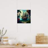 Steampunkschiff in einem Dschungelmagie-Realismus Poster (Küche)