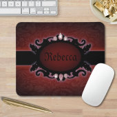 Steampunkschwarz und rotes gotisches Monogramm Mousepad