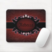 Steampunkschwarz und rotes gotisches Monogramm Mousepad (Mit Mouse)