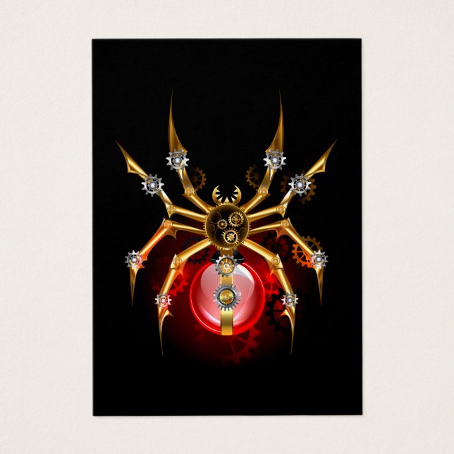 Steampunkspinne auf schwarz (Vorderseite)