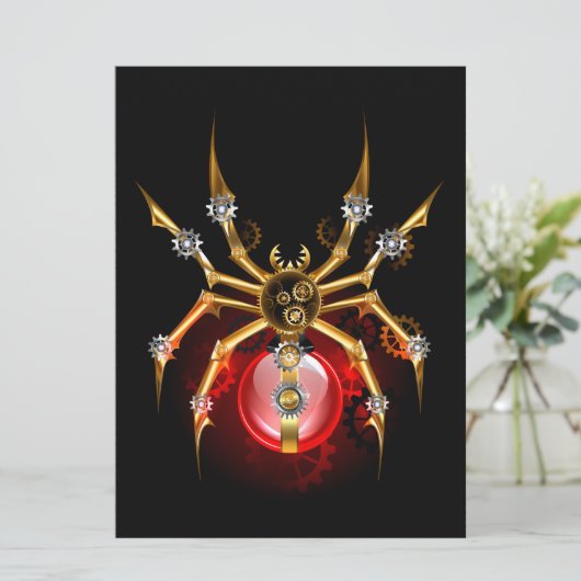 Steampunkspinne auf schwarz ankündigung (Stehend Vorderseite)