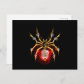 Steampunkspinne auf schwarz ankündigungspostkarte (Vorne/Hinten)