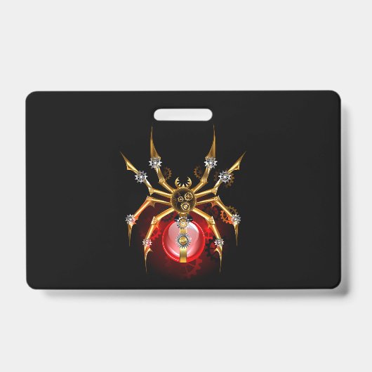 Steampunkspinne auf schwarz ausweis (Vorderseite)