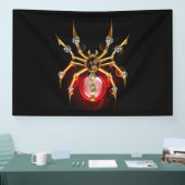 Steampunkspinne auf schwarz banner (Messe)