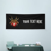 Steampunkspinne auf schwarz banner (Messeveranstaltung)