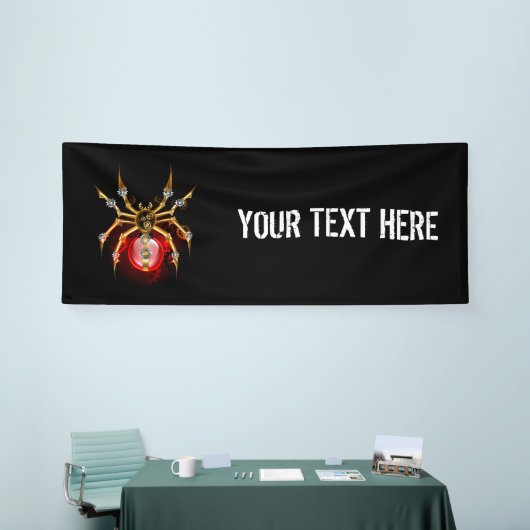 Steampunkspinne auf schwarz banner (Messeveranstaltung)