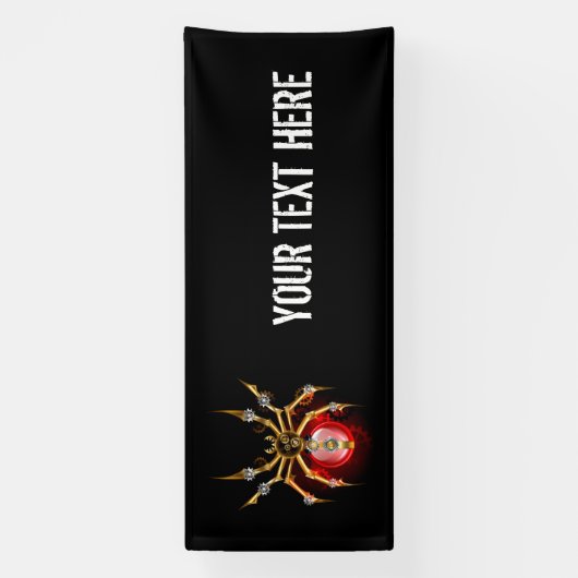 Steampunkspinne auf schwarz banner (Vertikal)