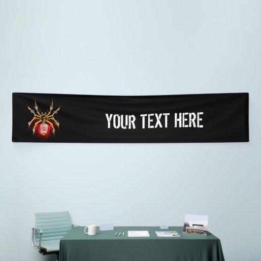 Steampunkspinne auf schwarz banner (Messeveranstaltung)