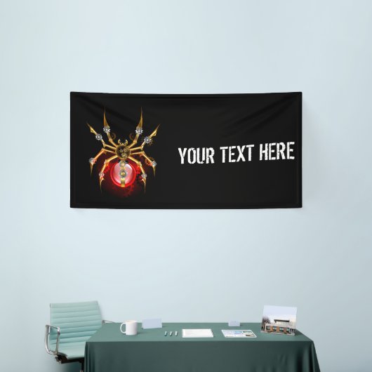 Steampunkspinne auf schwarz banner (Messeveranstaltung)