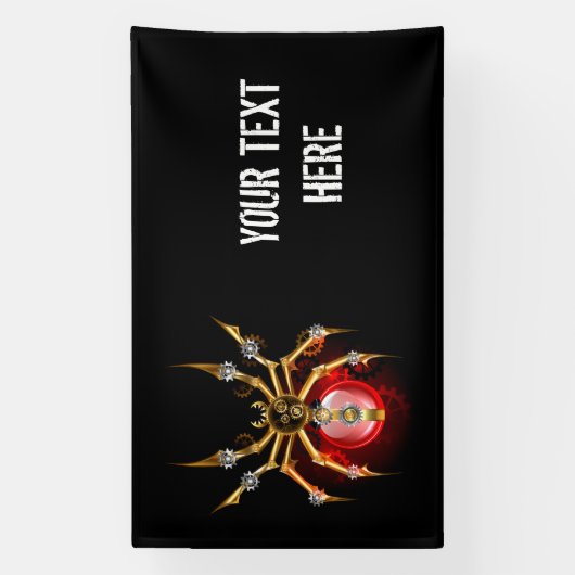 Steampunkspinne auf schwarz banner (Vertikal)