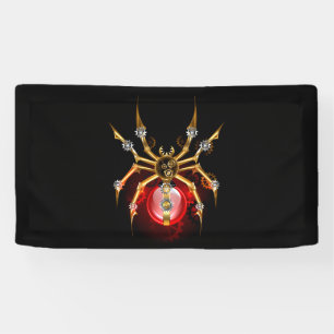 Steampunkspinne auf schwarz banner