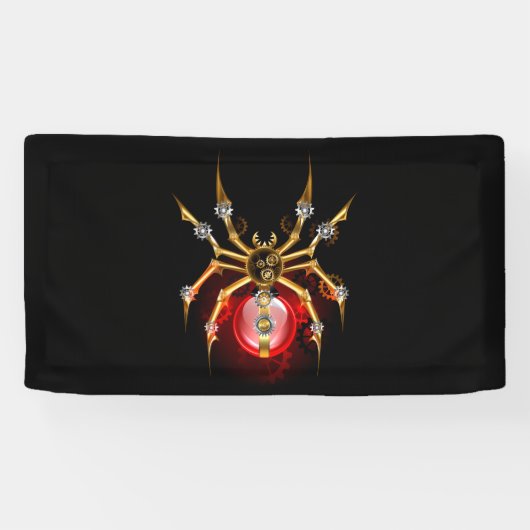 Steampunkspinne auf schwarz banner (Horizontal)