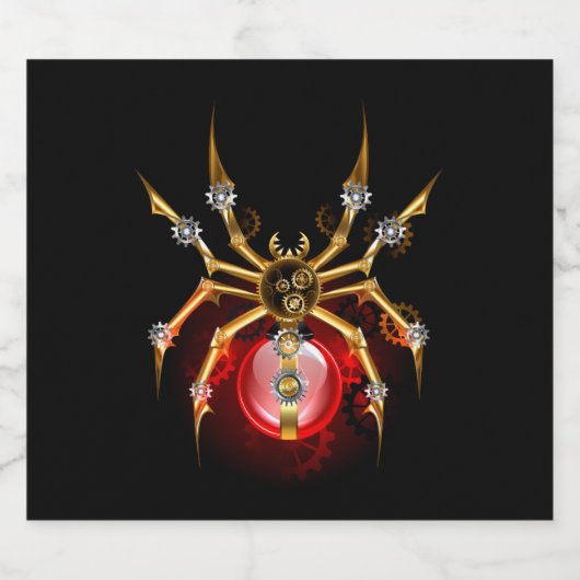 Steampunkspinne auf schwarz bierflaschenetikett (Einzelnes Label)