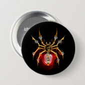 Steampunkspinne auf schwarz button (Vorne & Hinten)