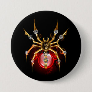 Steampunkspinne auf schwarz button