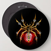 Steampunkspinne auf schwarz button (Vorne & Hinten)