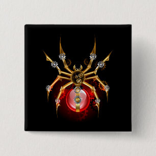 Steampunkspinne auf schwarz button