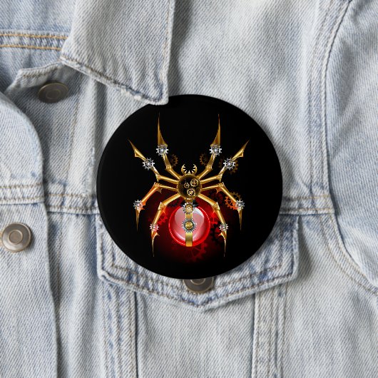 Steampunkspinne auf schwarz button (Beispiel)