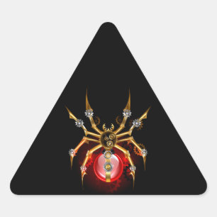 Steampunkspinne auf schwarz dreieckiger aufkleber
