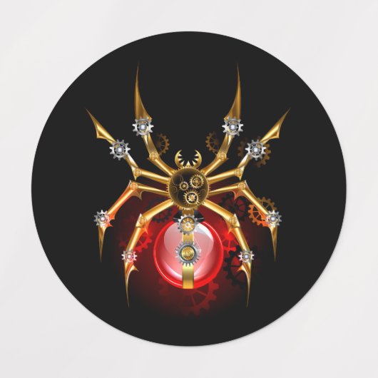 Steampunkspinne auf schwarz etiketten (Design 1)