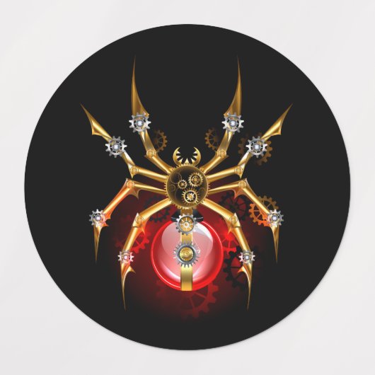 Steampunkspinne auf schwarz etiketten (Design 1)