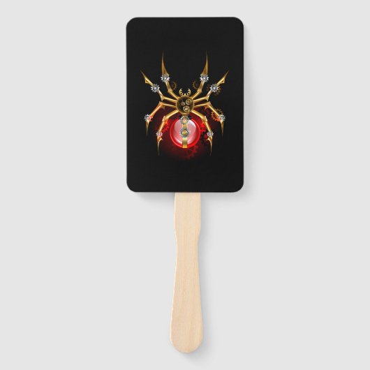 Steampunkspinne auf schwarz fächer (Vorderseite)