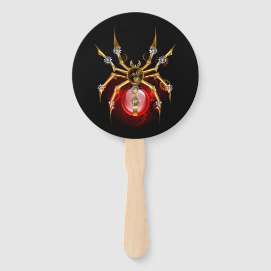 Steampunkspinne auf schwarz fächer (Vorderseite)