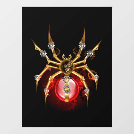 Steampunkspinne auf schwarz fensteraufkleber (Blatt)