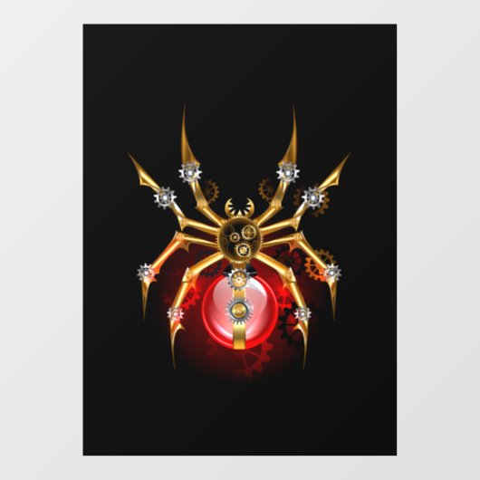 Steampunkspinne auf schwarz fensteraufkleber (Blatt)