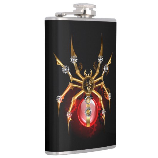 Steampunkspinne auf schwarz flachmann (Rechts)