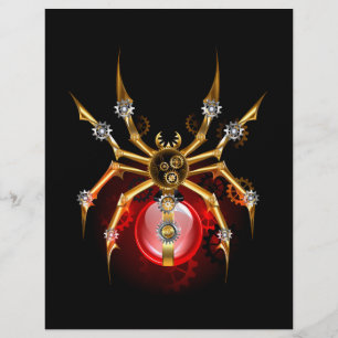 Steampunkspinne auf schwarz flyer