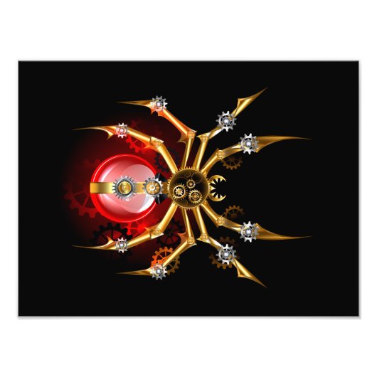 Steampunkspinne auf schwarz fotodruck (Vorne)