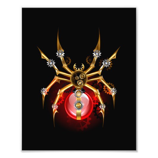 Steampunkspinne auf schwarz fotodruck (Vorne)