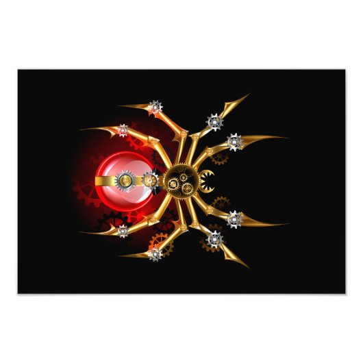 Steampunkspinne auf schwarz fotodruck (Vorne)