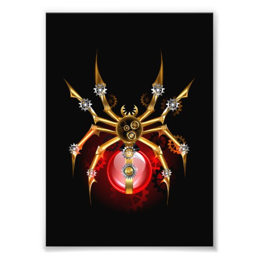 Steampunkspinne auf schwarz fotodruck (Vorne)