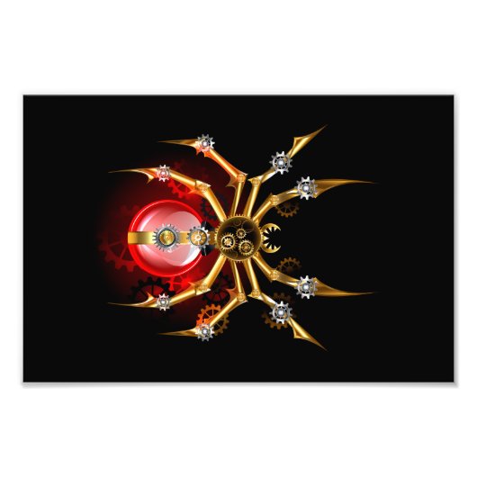 Steampunkspinne auf schwarz fotodruck (Vorne)