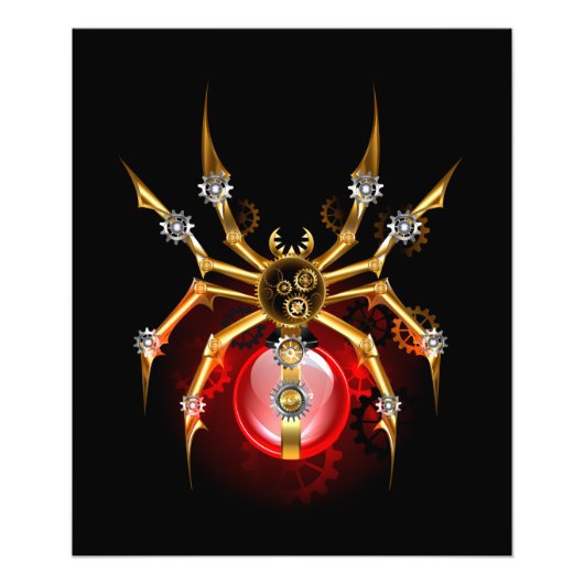 Steampunkspinne auf schwarz fotodruck (Vorne)