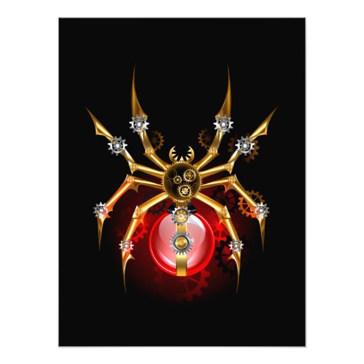 Steampunkspinne auf schwarz fotodruck (Vorne)