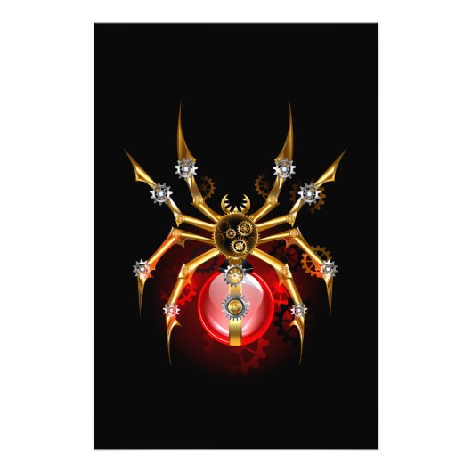 Steampunkspinne auf schwarz fotodruck (Vorne)