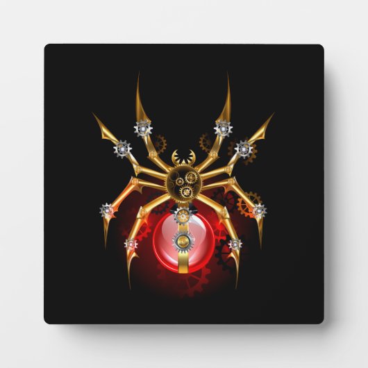 Steampunkspinne auf schwarz fotoplatte (Vorderseite)