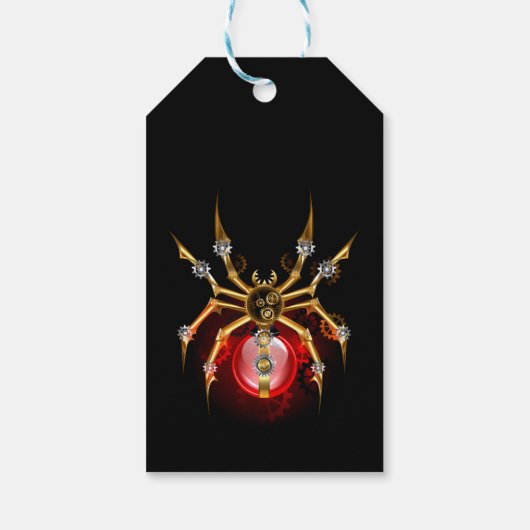 Steampunkspinne auf schwarz geschenkanhänger (Rückseite)
