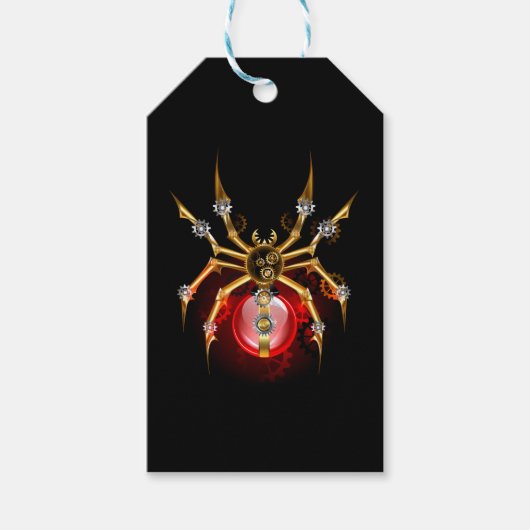 Steampunkspinne auf schwarz geschenkanhänger (Vorderseite)