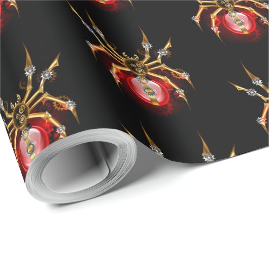 Steampunkspinne auf schwarz geschenkpapier (Rolleneckpunkt)