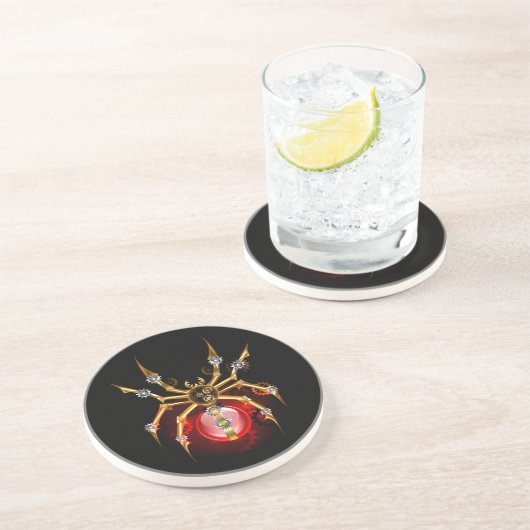 Steampunkspinne auf schwarz getränkeuntersetzer (Seite)