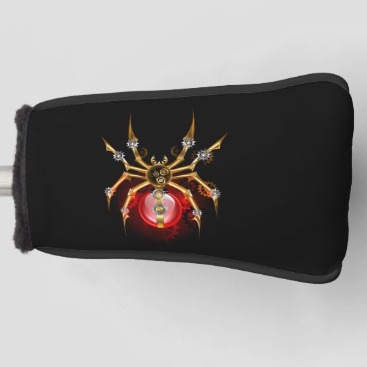 Steampunkspinne auf schwarz golf headcover (Vorderseite)