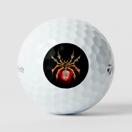 Steampunkspinne auf schwarz golfball (Vorderseite)