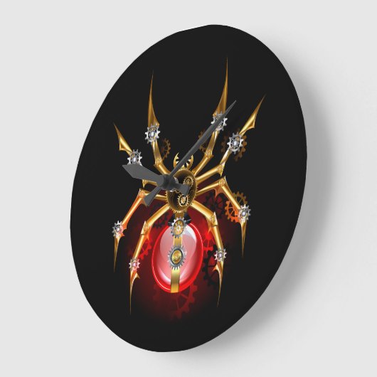 Steampunkspinne auf schwarz große wanduhr (Winkel)