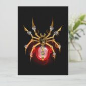 Steampunkspinne auf schwarz hinweiskarte (Stehend Vorderseite)