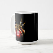 Steampunkspinne auf schwarz kaffeetasse (Vorderseite Links)