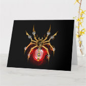 Steampunkspinne auf schwarz karte (Gelbe Blume)